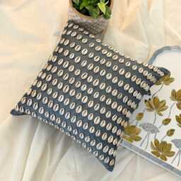 "Blue Silk Shell Embroidered Sea Creature Pattern Throw Pillow Cover, 16""x16" - thumbnail 2