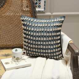 "Blue Silk Shell Embroidered Sea Creature Pattern Throw Pillow Cover, 16""x16" - thumbnail 3