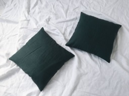Dark Green Linen Pillow Shams Set Of 2- Emerald Cushion Covers 20x20- European Pillowcase Pair- Zipper Closure - Made in Ukraine