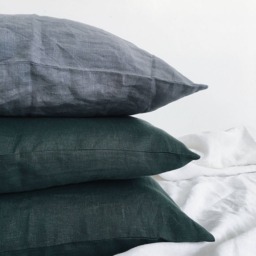 Dark Green Linen Pillow Shams Set Of 2- Emerald Cushion Covers 20x20- European Pillowcase Pair- Zipper Closure - Made in Ukraine - thumbnail 3