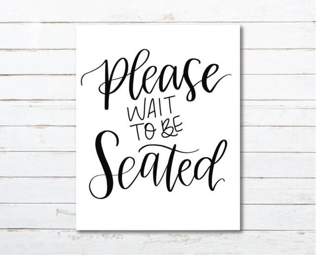 Please Wait To Be Seated Bathroom Hand-Lettered Oversized Art Print//16x20 Funny Sign