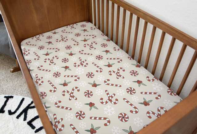 Candy Cane - Beige, Bedding, Duvet Covers, Fitted Sheets, Christmas Bedding, Festive Kids Bedding - image 1