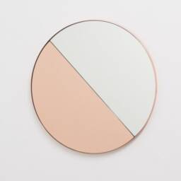 Orbis Dualis??? Rose Gold Tinted Contemporary Round Mirror With Copper Frame - thumbnail 4