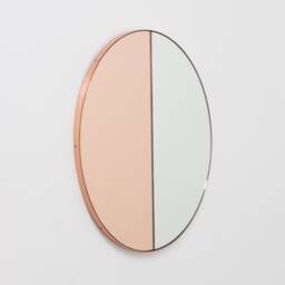Orbis Dualis??? Rose Gold Tinted Contemporary Round Mirror With Copper Frame - thumbnail 2