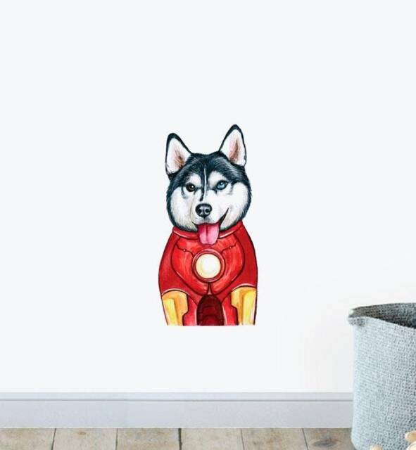 Ironman Husky Dog Wall Sticker Decal - Dogs & Pets Stickers, Art, Decals, Kids Animals Decals
