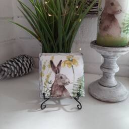 Lovely Hare in A Spring Meadow Matching Led Or Wax Candle. Slate, Stone Or Ceramic Coasters. Sold Srparately - thumbnail 2