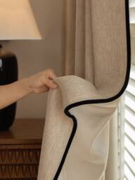 Madigan Semi Blackout Curtain With Black Trim, 8 Colors, Linen Look Room Darkening Curtain, Blockout For Bedroom Livingroom, 1Pc - thumbnail 1