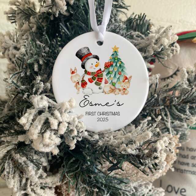 Personalised 1st Christmas Ornament, First Gifts, New Baby Keepsake, Xmas Tree Decoration, Bauble, UK - image 1