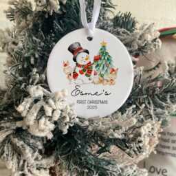 Personalised 1st Christmas Ornament, First Gifts, New Baby Keepsake, Xmas Tree Decoration, Bauble, UK - thumbnail 1