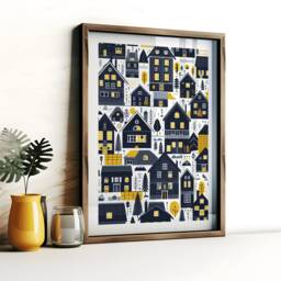 Scandi Houses Poster Set - 3 Scandinavian Style Artwork - Retro Art Scandanavian Design Black House Decor Nordic Home Wall Print - thumbnail 3