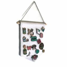 Premium Small Pin Display, Pin Badge Canvas Pennant, Enamel Holder, Wall Hanging, Banner, Pins - thumbnail 1