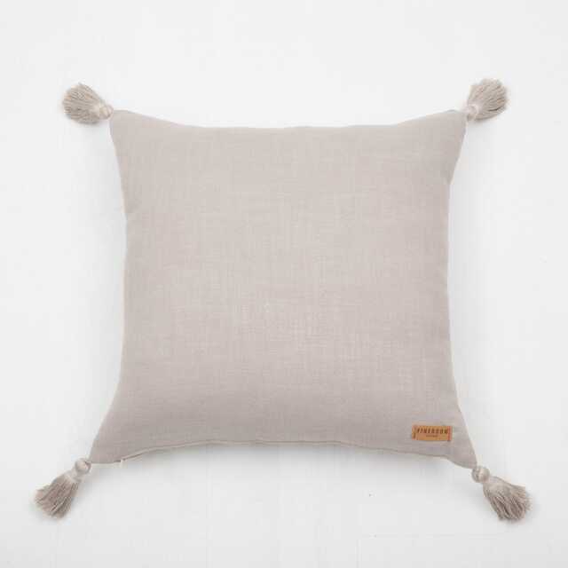 Linen Tassel Pillow Cover 20x20 Neutral Woven Cushion - image 1