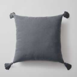 Linen Tassel Pillow Cover 20x20 Neutral Woven Cushion - thumbnail 4