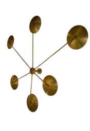 1950 Mid Brass Antique Wall Lamp - Italian Stilnovo Kalmar Sputnik Light Sculpture Fixture Ceiling Lamp