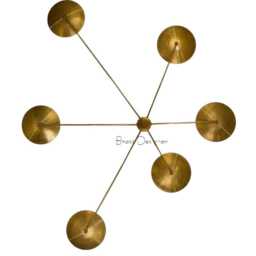 1950 Mid Brass Antique Wall Lamp - Italian Stilnovo Kalmar Sputnik Light Sculpture Fixture Ceiling Lamp - thumbnail 3