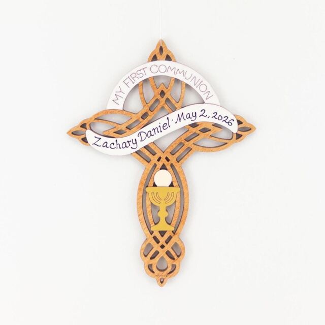 Personalized First Communion Christmas Ornament-Wood, Laser Cut, Hand Painted - image 1