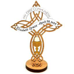 Personalized First Communion Christmas Ornament-Wood, Laser Cut, Hand Painted - thumbnail 4