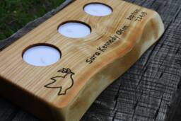Personalized Rustic Wood Tealight Candleholder - Engraved 5Th Anniversary Gift