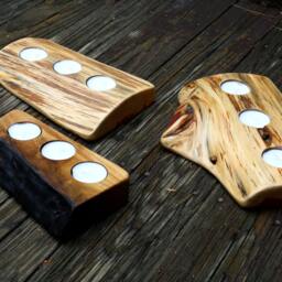 Personalized Rustic Wood Tealight Candleholder - Engraved 5Th Anniversary Gift - thumbnail 2