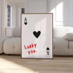 Lucky You Ace Of Hearts Print, Retro Playing Card Wall Art Poster, Decor, Trendy Room Gallery 2380 - thumbnail 2