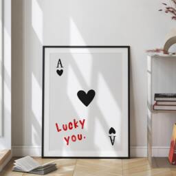 Lucky You Ace Of Hearts Print, Retro Playing Card Wall Art Poster, Decor, Trendy Room Gallery 2380 - thumbnail 3