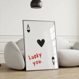 Lucky You Ace Of Hearts Print, Retro Playing Card Wall Art Poster, Decor, Trendy Room Gallery 2380 - thumbnail 1