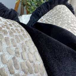 Elegant Champagne Fringed Pillow Cover With Black Fringe Handmade Luxury Cushion For Home Decor Antelope - thumbnail 2