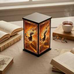 Book Desert Worm Lantern, Faux Stained Glass Lamp, Fan Art Night Light, Sci Fi Movie Decor, Unique Gift, Nook Decor - thumbnail 2