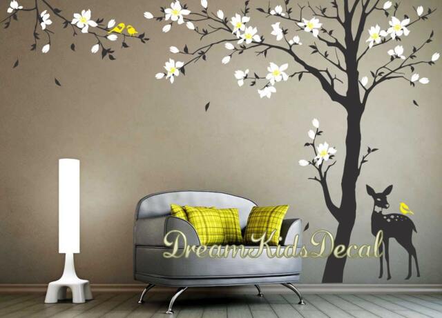Cherry Blossom Tree Wall Decal, Nursery Decor, Deer & Birds - image 1