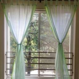 Two Spring Summer Lime Green Boho Curtain Panels, Bohemian Coastal Beach Curtains, Breezy Nursery Decor - thumbnail 3