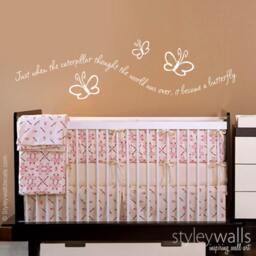 Butterfly Wall Decal, Just When The Caterpillar Thought Quote, Girls Bedroom Decor Sticker - thumbnail 2