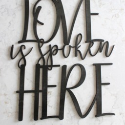 Love Is Spoken Here Sign, Wood Love Porch D??cor, Welcome D??cor, Modern Wall Hanging, Home Sign - thumbnail 2
