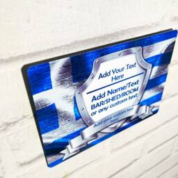 Personalised Bar Sign - Greece Flag Greek Printed Metal Wall Art Add Name - thumbnail 2