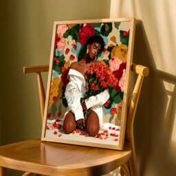 Woman With Roses Art Print Afrocentric Floral Wall Decor - Poster Only - thumbnail 3