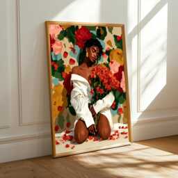 Woman With Roses Art Print Afrocentric Floral Wall Decor - Poster Only - thumbnail 1