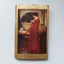 The Crystal Ball Wooden Wall Art John William Waterhouse Gold Oak Relic - thumbnail 2