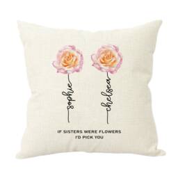 Personalised Sister Flower Cushion Pillow Gifts Ideas Presents For Sisters Birthday Christmas Linen Cover & Insert Sunflower - thumbnail 2
