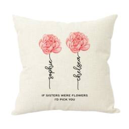 Personalised Sister Flower Cushion Pillow Gifts Ideas Presents For Sisters Birthday Christmas Linen Cover & Insert Sunflower - thumbnail 3