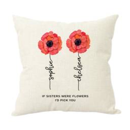 Personalised Sister Flower Cushion Pillow Gifts Ideas Presents For Sisters Birthday Linen Cover & Insert Sunflower - thumbnail 4