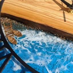 Moss & Epoxy Resin Wood Wall Clock Scandinavian Home Decor - thumbnail 4
