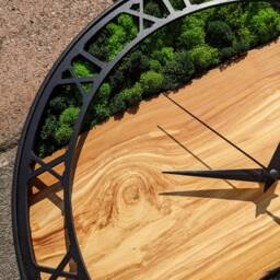 Moss & Epoxy Resin Wood Wall Clock Scandinavian Home Decor - thumbnail 2