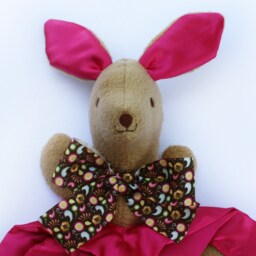 Kangaroo Baby Security Blanket Handmade Fleece Lovey With Satin - thumbnail 2