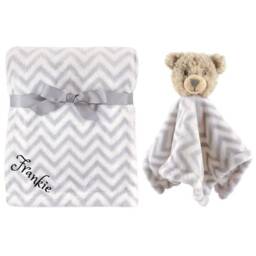 Personalized Blanket & Security Blanket Set For Baby Custom Monogram /Name Embroidered Gift Bear Shower Infant - thumbnail 1