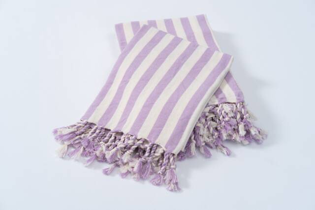 Lilac Linen Cotton Towel, Luxury Bath Towel Set, Striped Throw Blanket, Table Cloth, Turkish Bridesmaid Gift - image 1