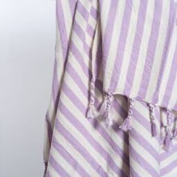 Lilac Linen Cotton Towel, Luxury Bath Towel Set, Striped Throw Blanket, Table Cloth, Turkish Bridesmaid Gift - thumbnail 4