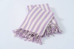 Lilac Linen Cotton Towel, Luxury Bath Towel Set, Striped Throw Blanket, Table Cloth, Turkish Bridesmaid Gift