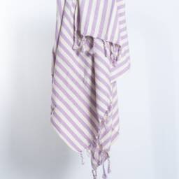 Lilac Linen Cotton Towel, Luxury Bath Towel Set, Striped Throw Blanket, Table Cloth, Turkish Bridesmaid Gift - thumbnail 3