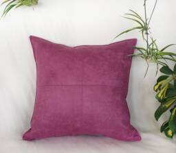 Orchid Pink Faux Leather Pillow Cover Modern Home Decor - 15x15 Inch - thumbnail 1