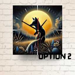 Fox Sunset Glass Wall Clock Nature Home Decor, Wildlife Art - thumbnail 2