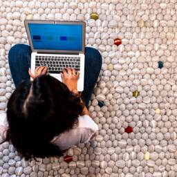 Natural Pebble Rug, Felt With Stone Shape Marble Tan Shade Wool Pom Balls For Room Decor - thumbnail 3